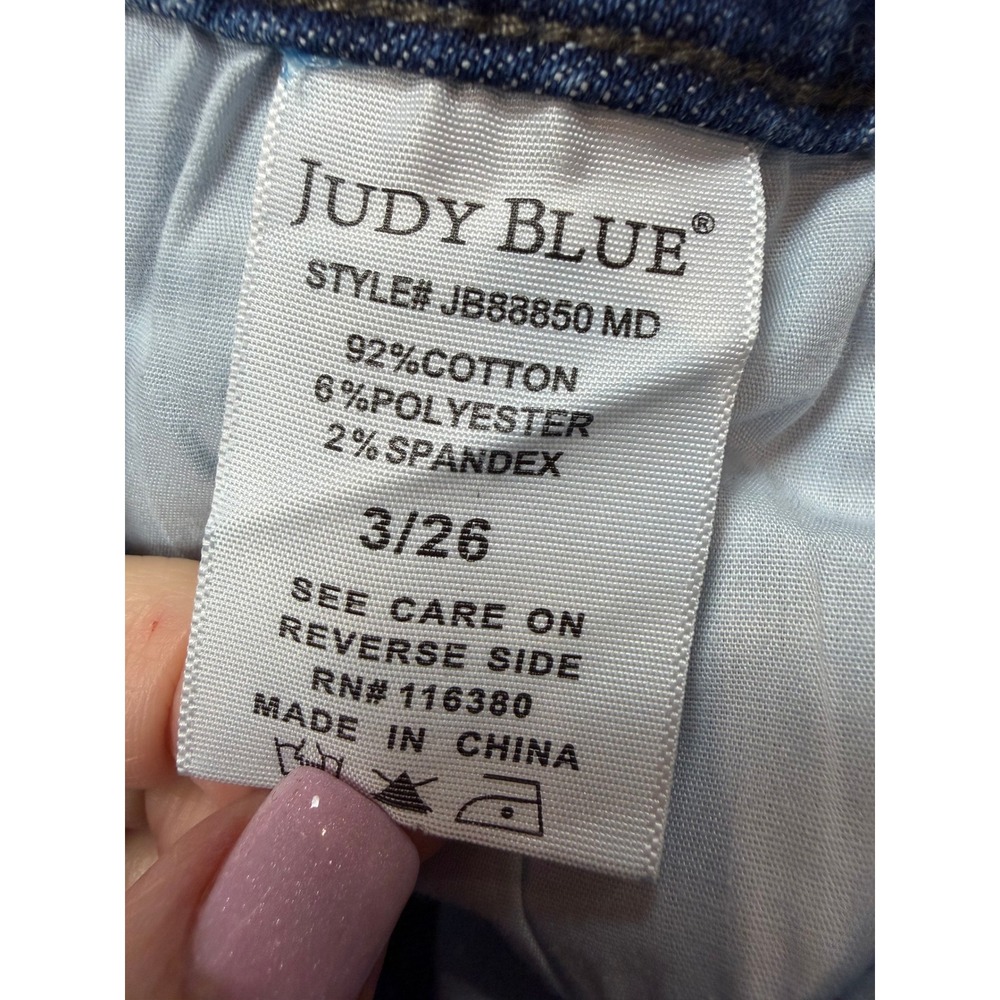 Judy Blue Braided Side Seam Wide Leg Jeans Medium Wash JB88850 MD Size 3/26 - Picture 4 of 6
